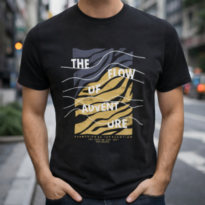 Мъжка тениска Machinist "The Flow of Adventure" – черна