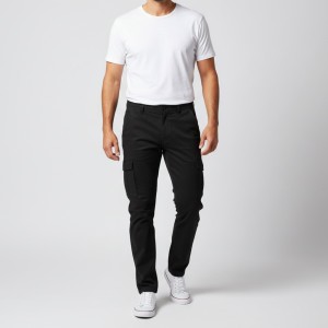 Мъжки карго панталон в черен цвят "Black Jogger Side Pocket" №R382
