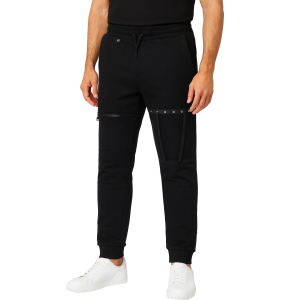 Мъжко спортно долнище в черен цвят с декоративна лента №R162
