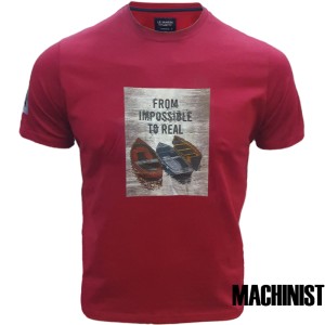 Мъжка тениска в цвят бордо "From Impossible to Real" №R822