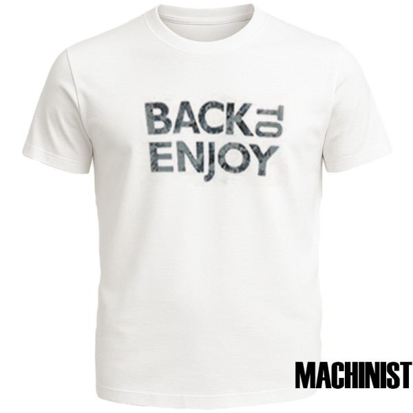 Мъжка тениска от памук и еластан "Back to enjoy" - бял цвят
